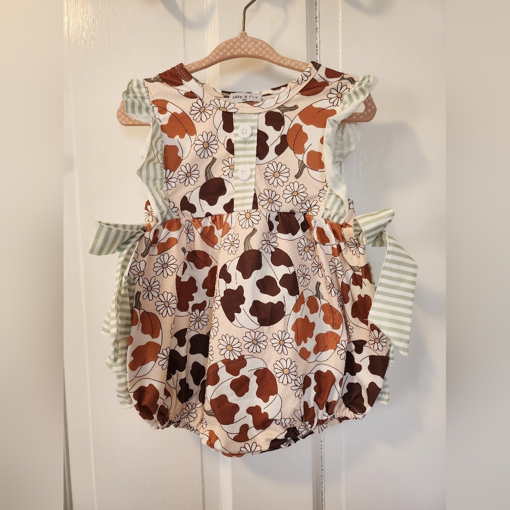 Floral and Cow Print Kids One Piece (12M)